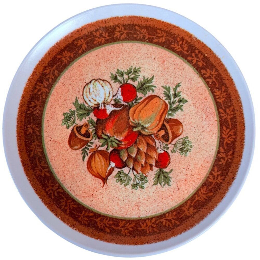 Retro Melmac Melamine 9" Plates Set of 6 VTG Autumn Harvest Mushroom Vegetable
